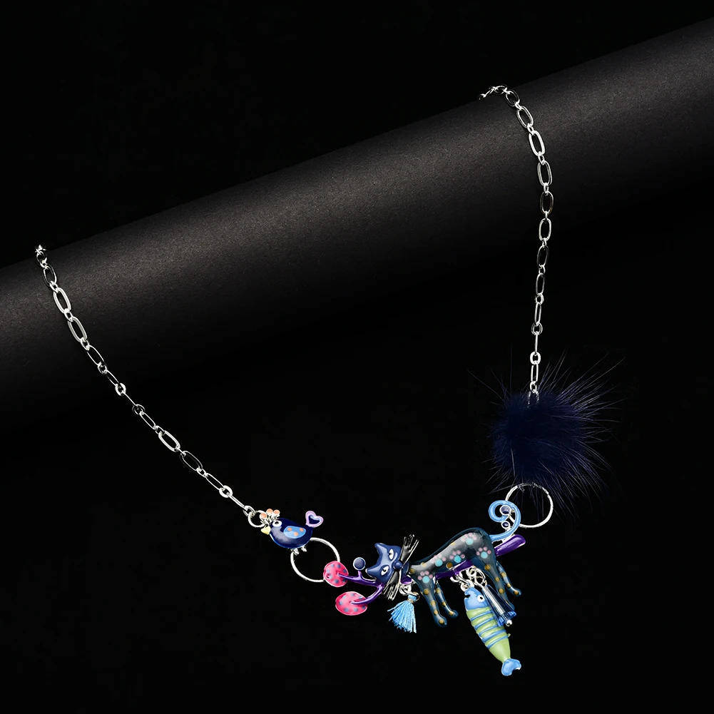 Эмалированные ленивые ожерелья с котом и кулонами яркие цвета кисточки пушистая