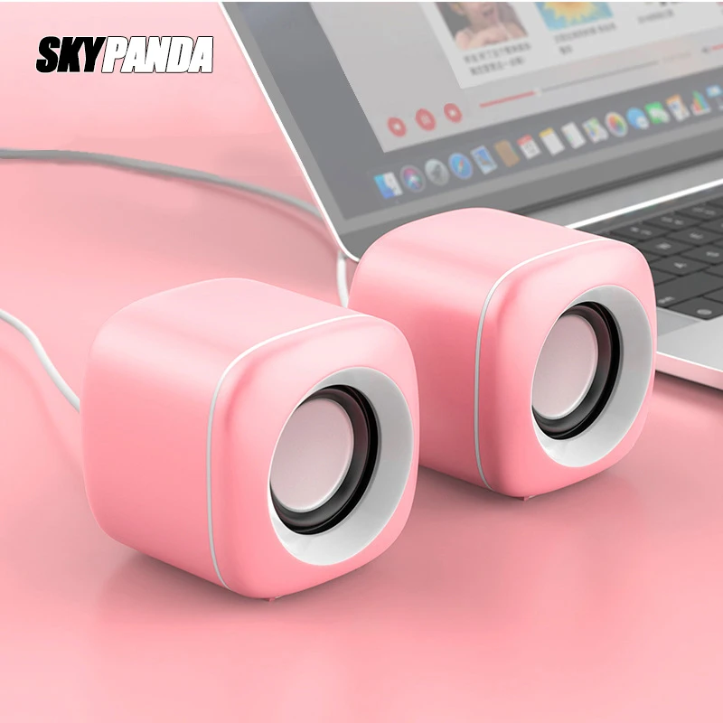 Проводные USB колонки для компьютера розовый зеленый бас мини сабвуфер колонка