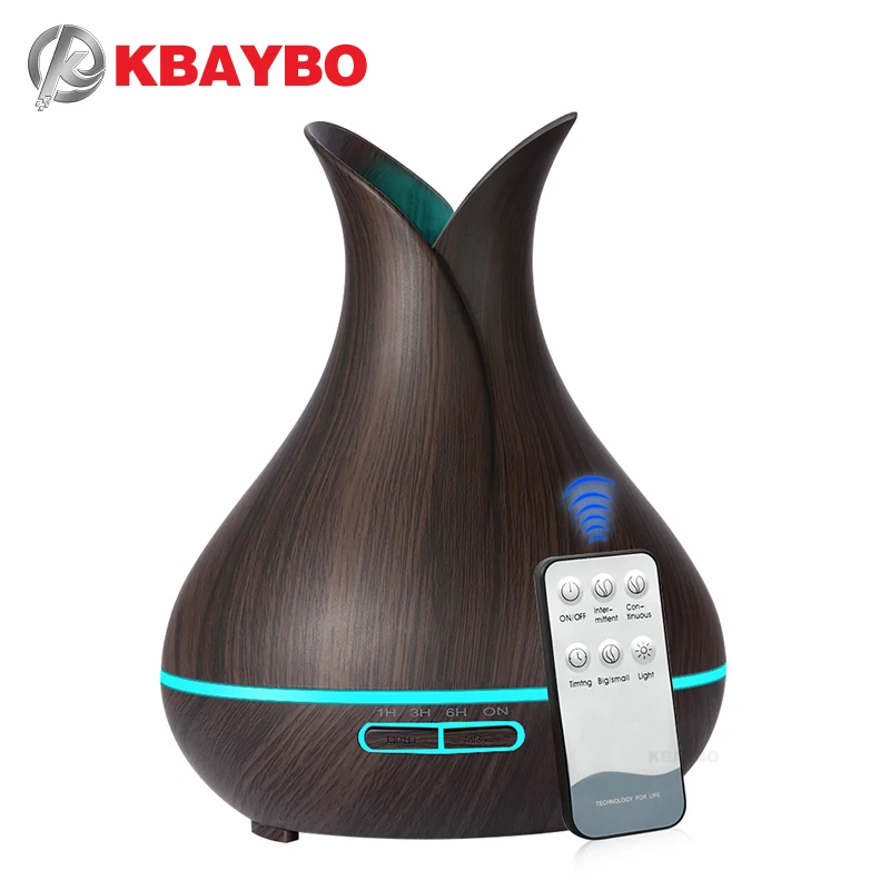 

1pcs KBAYBO 400ml Electric Ultrasonic Aroma Air Humidifier Essential Oil Diffuser Wood Grain Purifier Mist Maker LED Light For