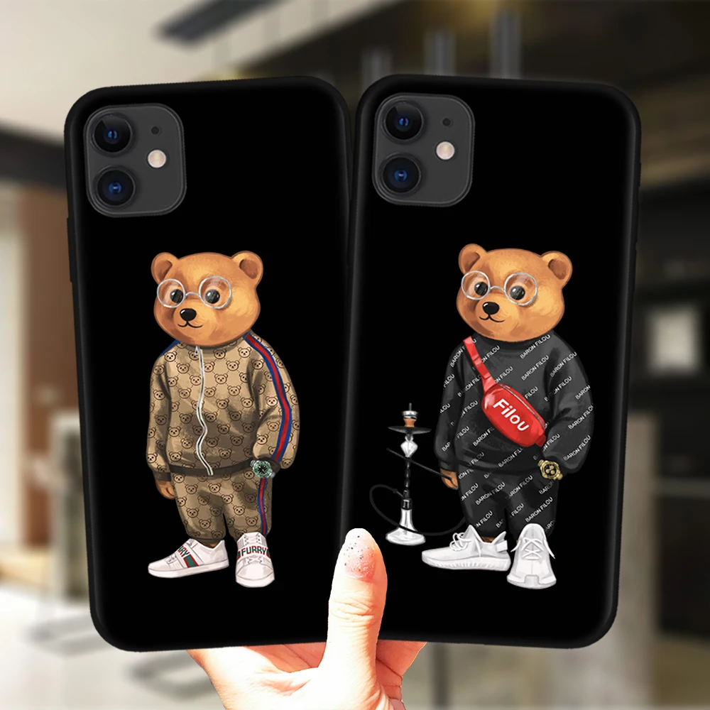 

Custodia protettiva SHACK Cute Bear Fashion Brand per iPhone 11 12 13 Pro XS Max XR X 6 6S 7 8 Plus 5s SE 2020 12Mini Soft