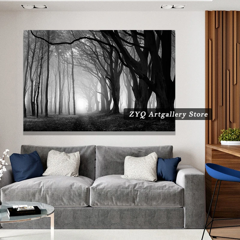 Черно белый жуткий лес страшные украшения на Хэллоуин крутой Настенный декор