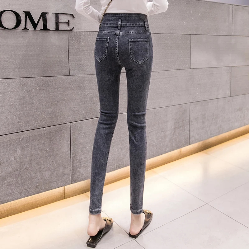 Оптовая продажа 2019 модные облегающие черные джинсы с высокой талией Женские