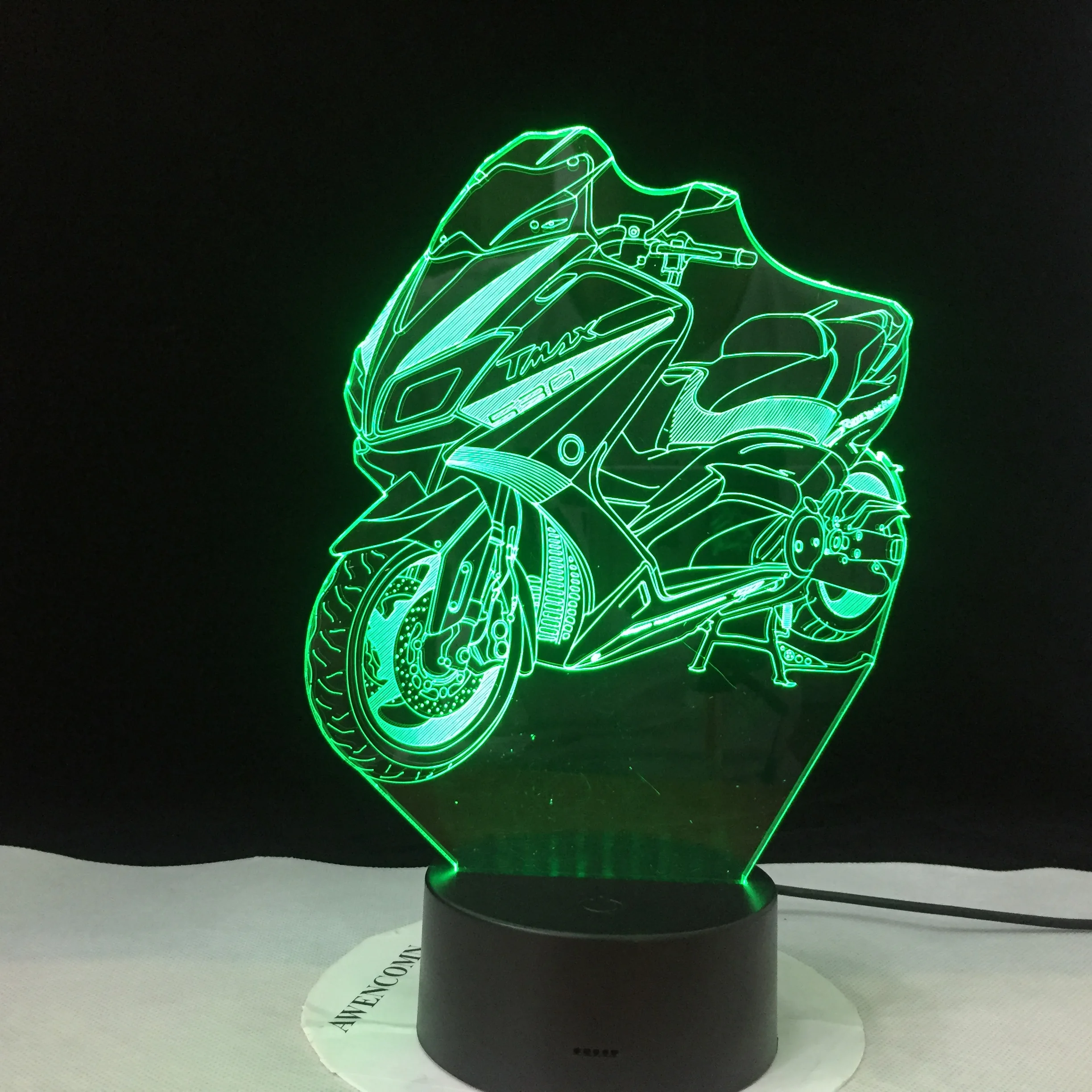 Модель мотоцикла светящаяся 3D иллюзия Светодиодная лампа красочный сенсорный