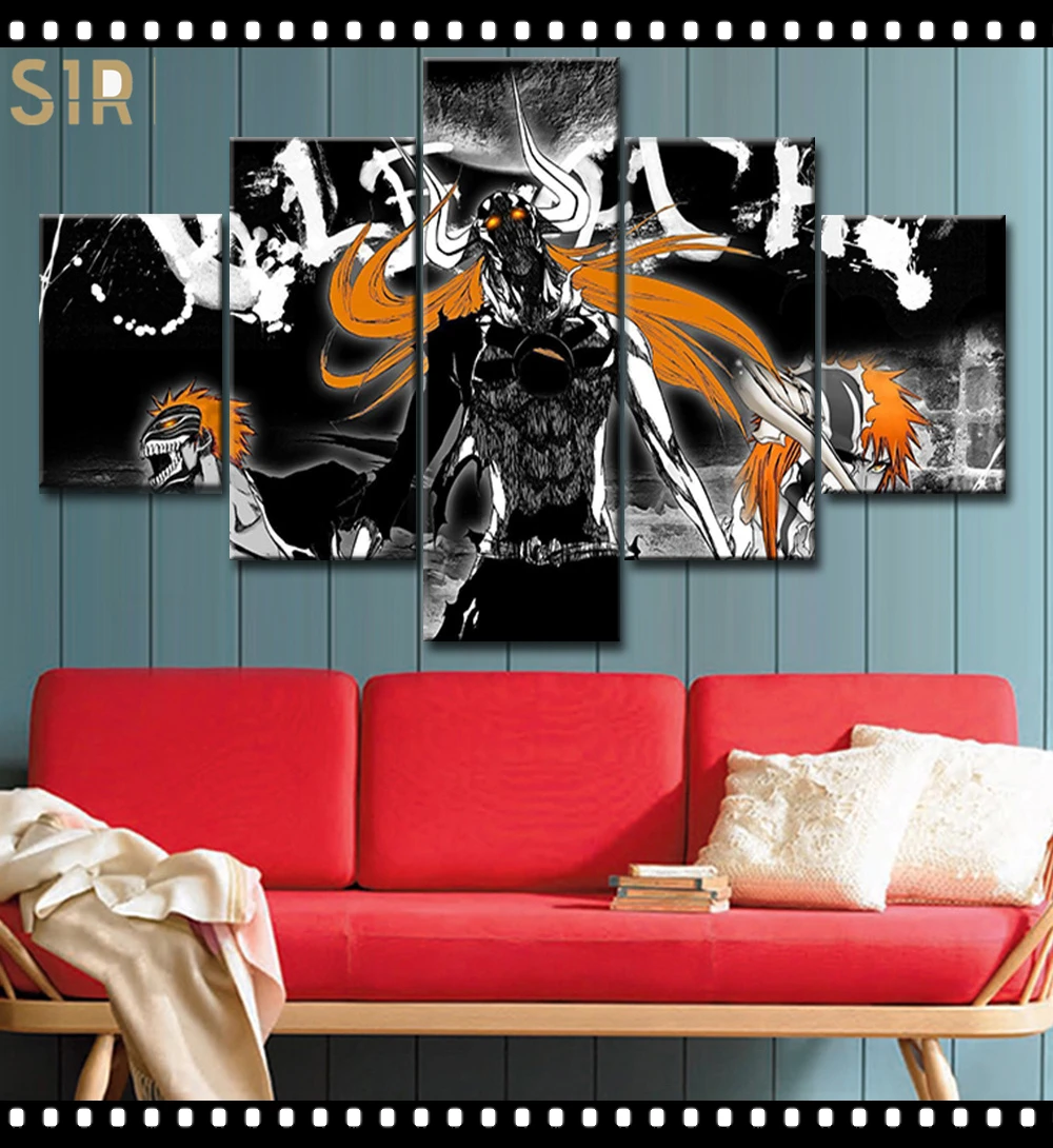 

Bleach Wall Art 5 Pieces Canvas Painting Poster Pictures Home Decor Living Room HD Printed Game Poster Anime Wall Art
