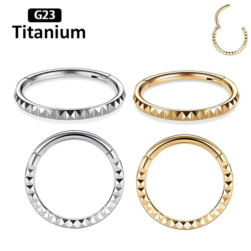 

New G23 Titanium Piercing Hoop Anti-allergic Earrings Hinged Nose Clicker Segment Nose Ring Helix Cartilage Tragus Body Jewelry