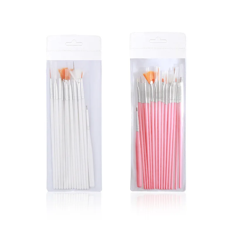

Nail Pen 15 Pink and White Drawing Pens, Painted Pens, Fan-shaped Pens, Plastic Wooden Handle Gel Acrylic Nail Tool Penscreative