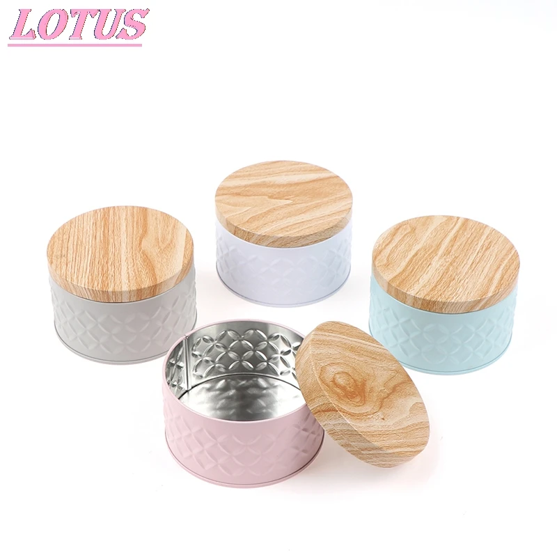 Круглая пустая железная коробка деревянная для хранения конфет сделай сам