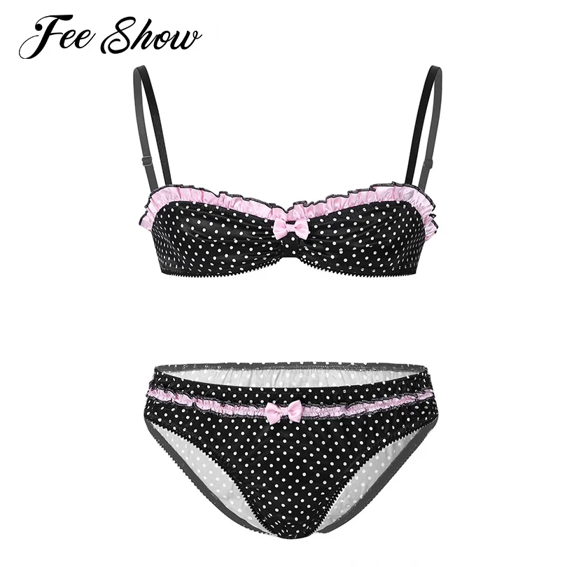 Гей мужское нижнее белье с принтом в горошек комплект нижнего белья