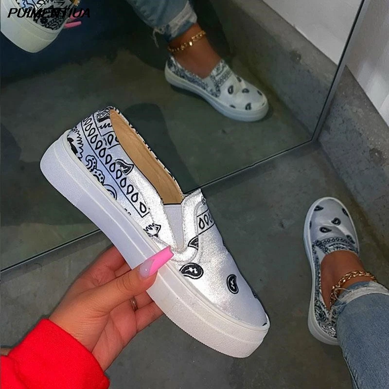 Туфли Puimentiua женские на плоской платформе кожаные лоферы с принтом бандана