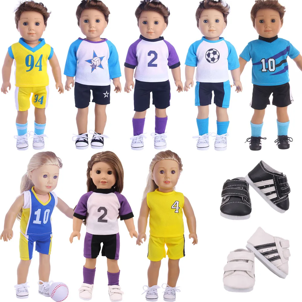 

Doll Clothes Sports Suit Clothes + Socks For 18 Inch American Doll&43 Cm Reborn Baby&New Logan Doll,Generation Shoes Accessories