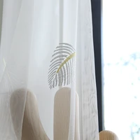 embroidered leaf white sheer tulle curtains for living room bedroom window door screens high quality balcony decorations