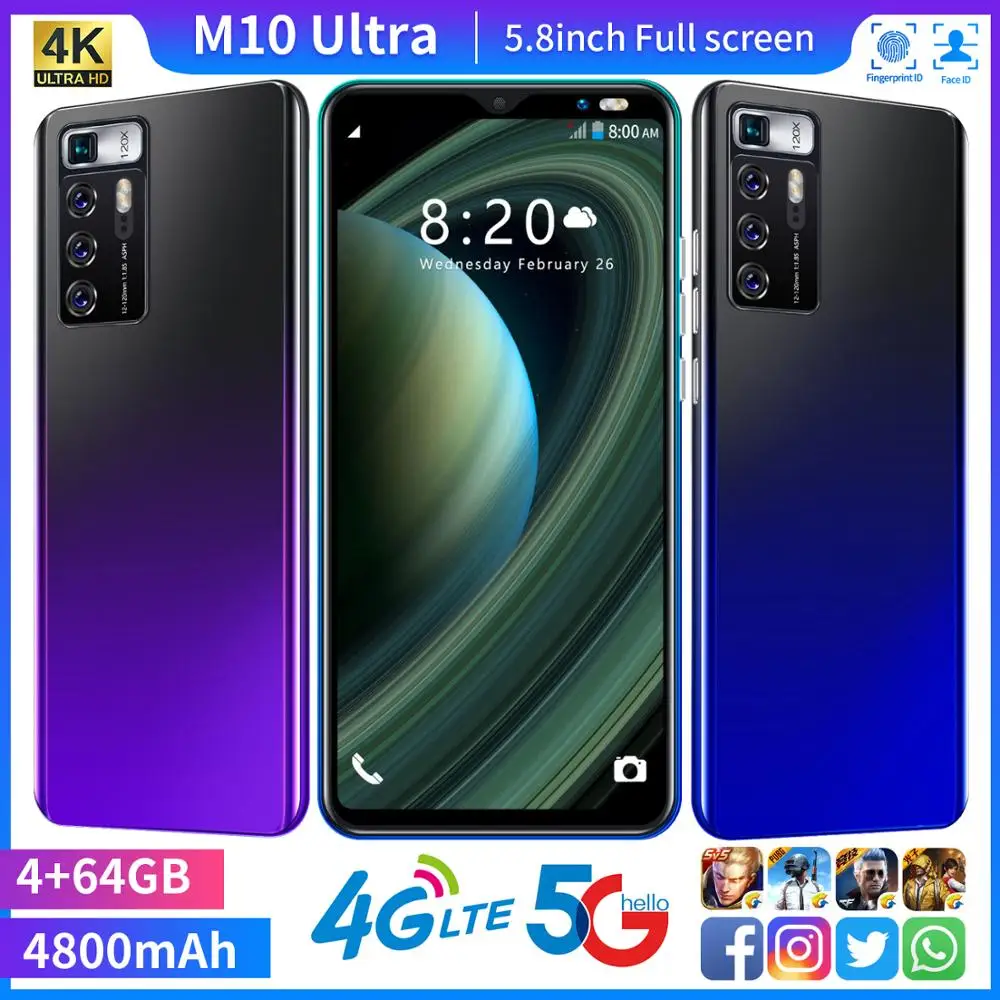 

New Global Version Smartphone M10 Ultra SmartPhone 5G Network 7.2 Inch HD Screen 8G 512G 48MP Camera Face ID Mobile Phone