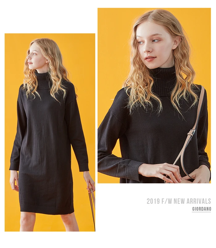 Giordano женское трикотажное платье с высоким воротом