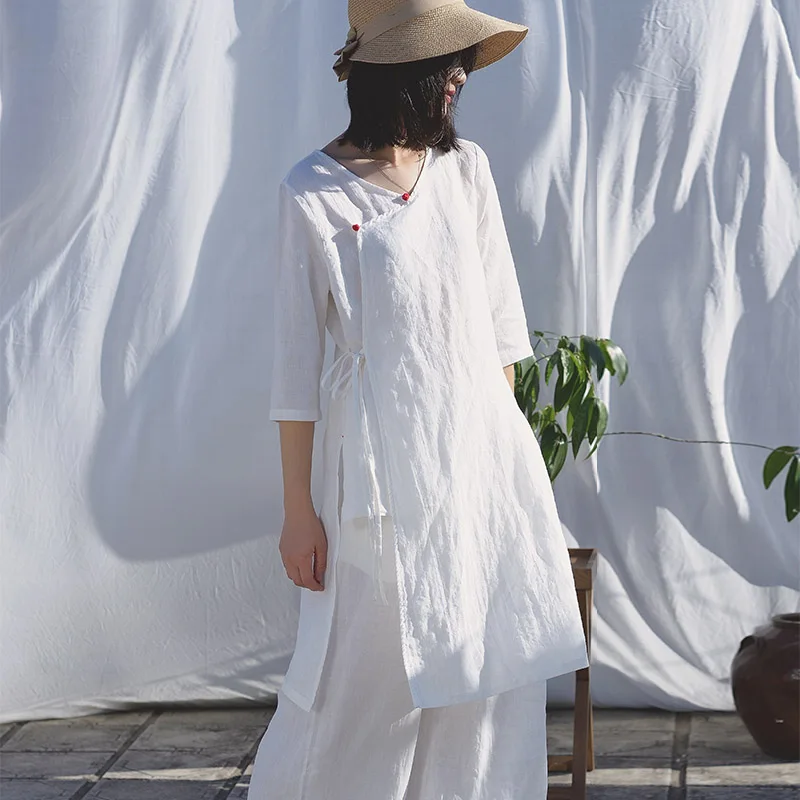 Топы женские в винтажном китайском стиле на завязках с высоким разрезом | Женская