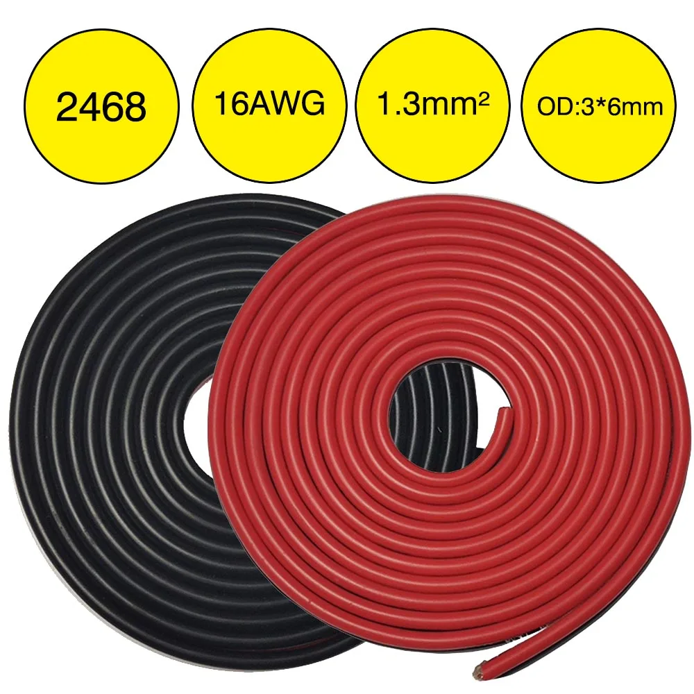 

JKM 2468 16AWG 2Pin Power Lines IEC RVB Copper Electrical Wire LED Cables 0.5m 1m 2m PVC Insulated Strip Extend