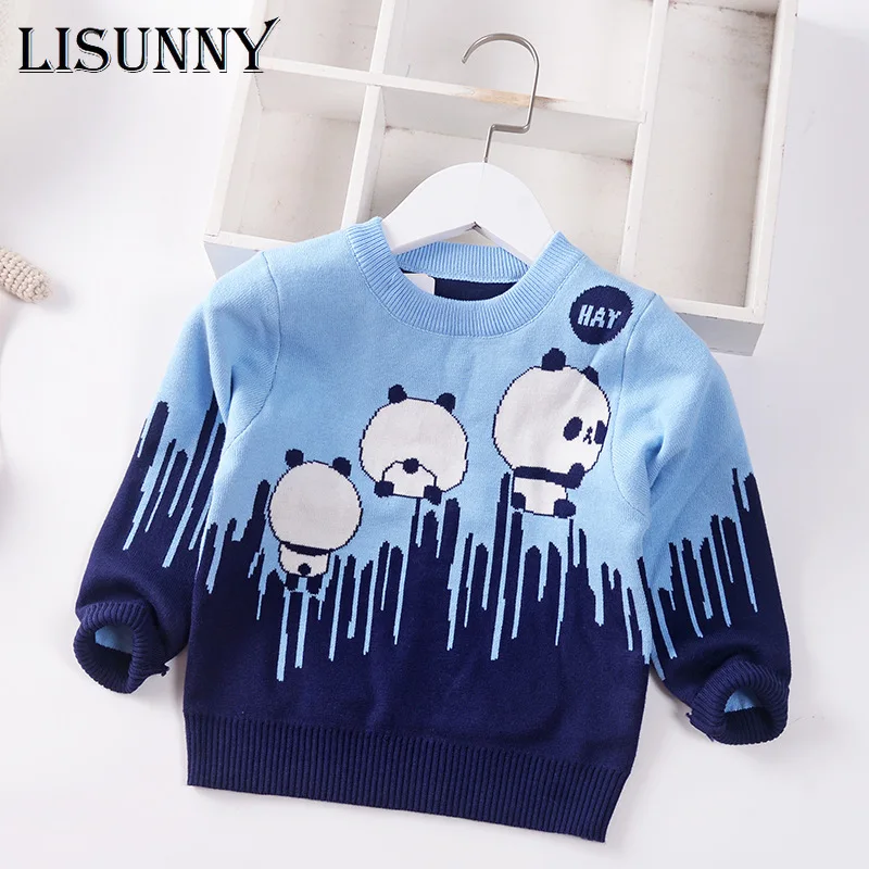 

2021 Autumn Winter New Baby Boys Sweater Jumper Cartoon Panda COTTON Children Sweaters Toddler Pullover Kids Clothes 1-7y