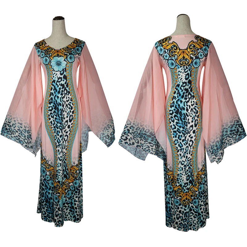 

African Dresses For Women Plus Size Boubou Ankara Dashiki Floral Print Long Dress Woman Nigerian Outfits Muslim Hijab Abayas