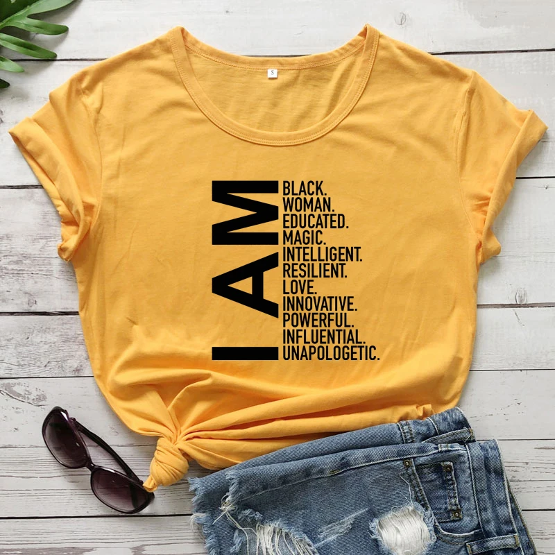 Женская футболка с принтом Я черная женщина |