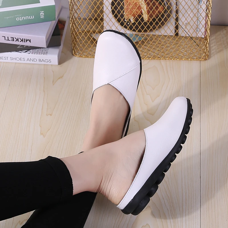 

Summer Women Slippers Genuine Leather Ladies Soft Bottom Slides Flat Shoes Woman Wrap Toe Solid Female Rubber Flip Flops
