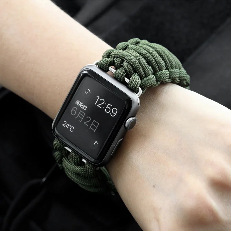 Нейлоновый ремешок для Apple Watch 5 44 мм 40 IWatch 42 38 спортивный браслет выживания на