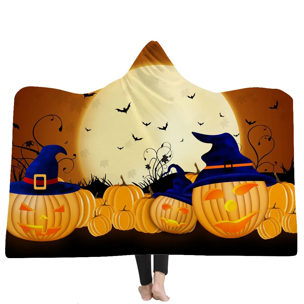 3 Одеяло с капюшоном с тыквой для мужчин, утепленный бархатный плюшевый плащ, волшебная Сиеста, одежда для дивана/кровати/самолета, постельные принадлежности для путешествий, Прямая поставка - Цвет: 3