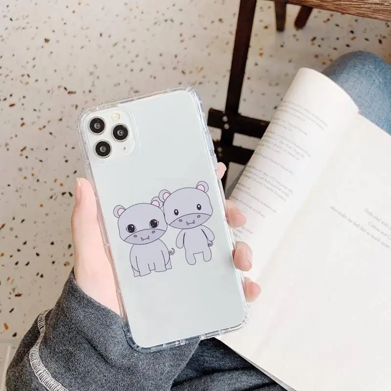 

Cartoon ippopotamo animale Phone Case Transparent soft For iphone 5 5s 5c se 6 6s 7 8 11 12 plus mini x xs xr pro max