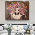 Граффити искусство в африканском стиле; Женские парусиновые настенные картины художественные плакаты и принты черный женские парусиновые фотографии домашний Декор без рамки