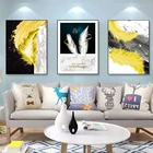 Современная минималистская декоративная картина для крыльца, абстрактное перо, принты для столовой, скандинавский свет, роскошная роспись для гостиной