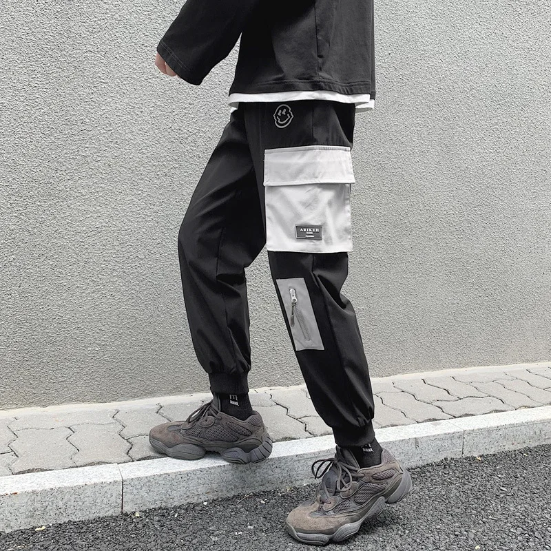 

Брюки-карго мужские с карманами, джоггеры, спортивные штаны, серые брюки-карго, уличная одежда в Корейском стиле, весна-осень