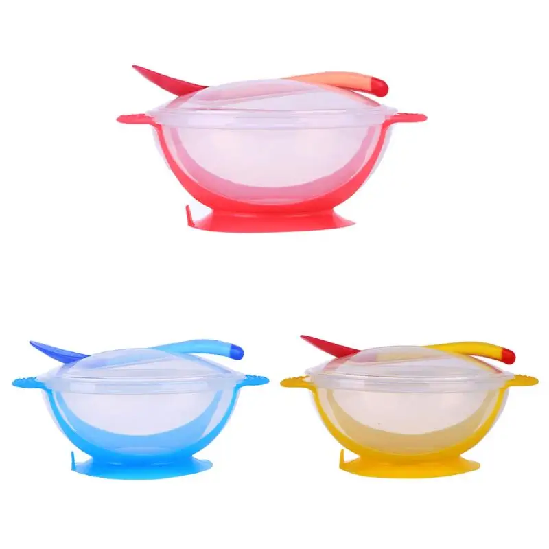 

3pcs Baby Cutlery Sets Drop Resistance Suction Cup Food Bowl Spoon Kit