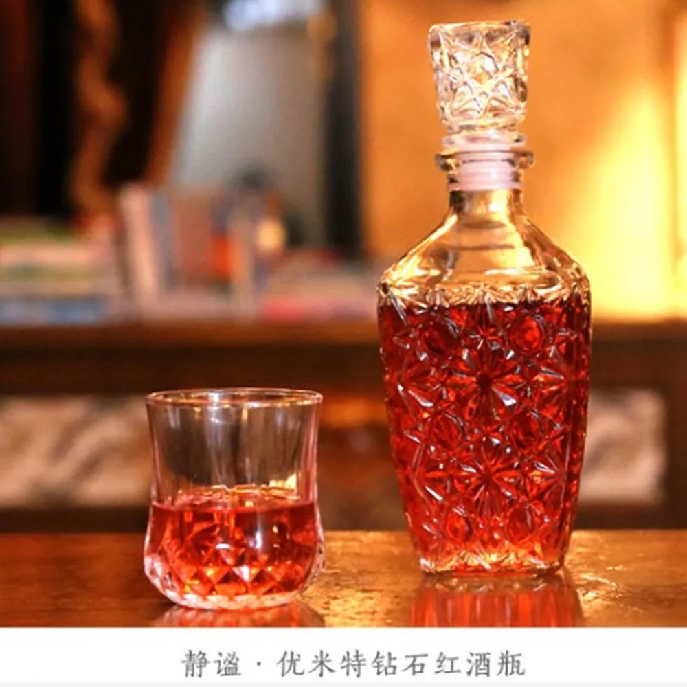 Стеклянная красная бутылка для вина Графин контейнер виски, ликер Carafe воды кувшин алкоголя стеклянный декантатор бутылка