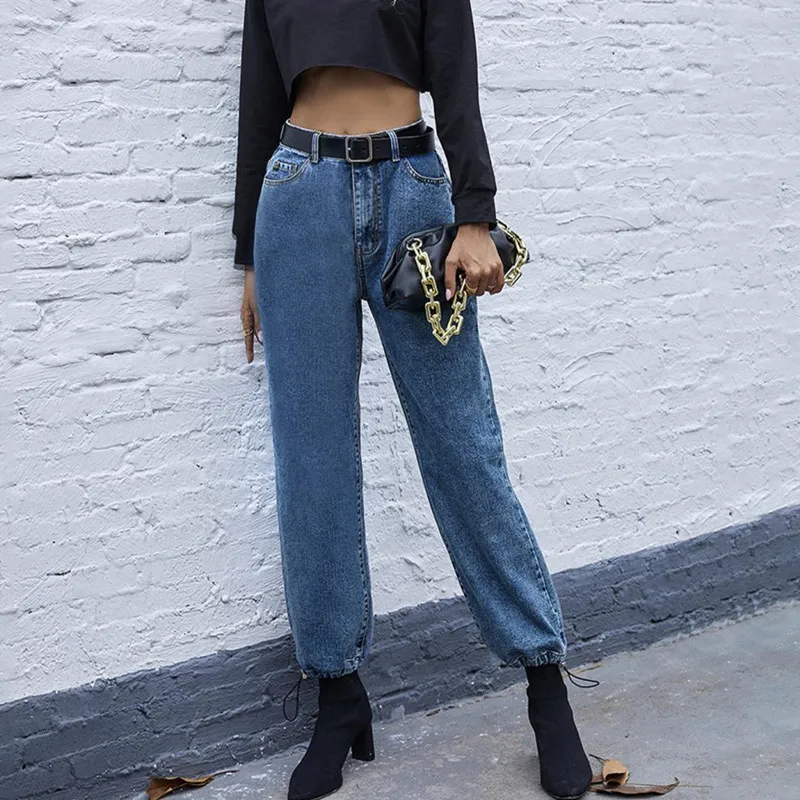 

Autumn/winter Women's Fashion High-waisted Wash Denim Straight Pants High Waisted Jeans for Women