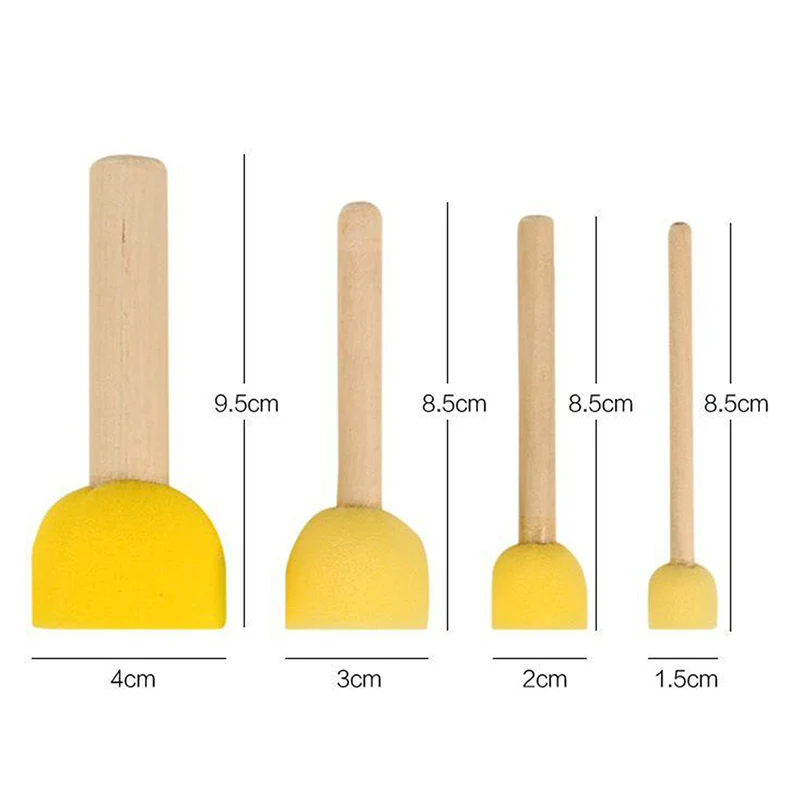 

4Pcs Wooden Handle Sponge Paint Brush Kids Children Flower Graffiti Art Drawing Painting Toys Tool School Stationery Supplies