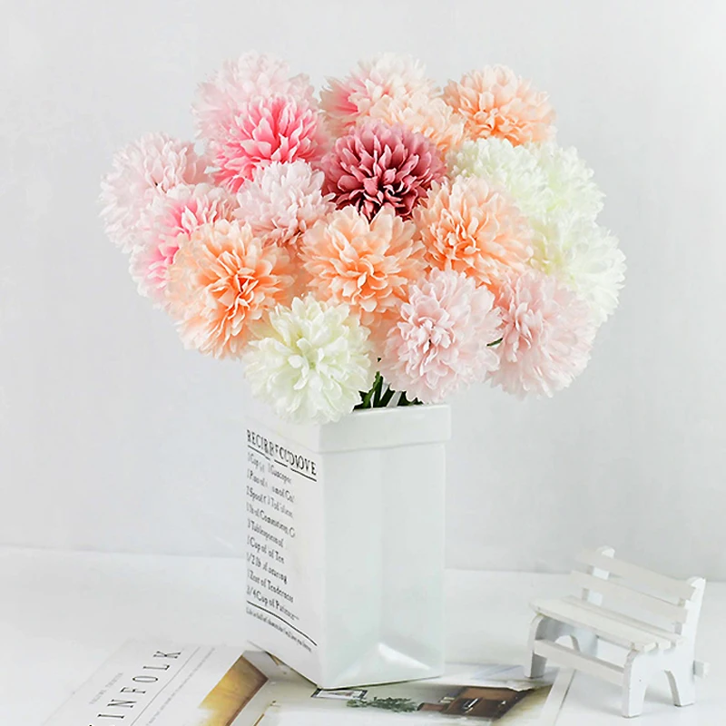 

3/5pcs Artificial Dandelion Silk Hydrangea Flowers Fake Floral For DIY Vase Home Wedding Party Decoration Bride Holding Bouquet