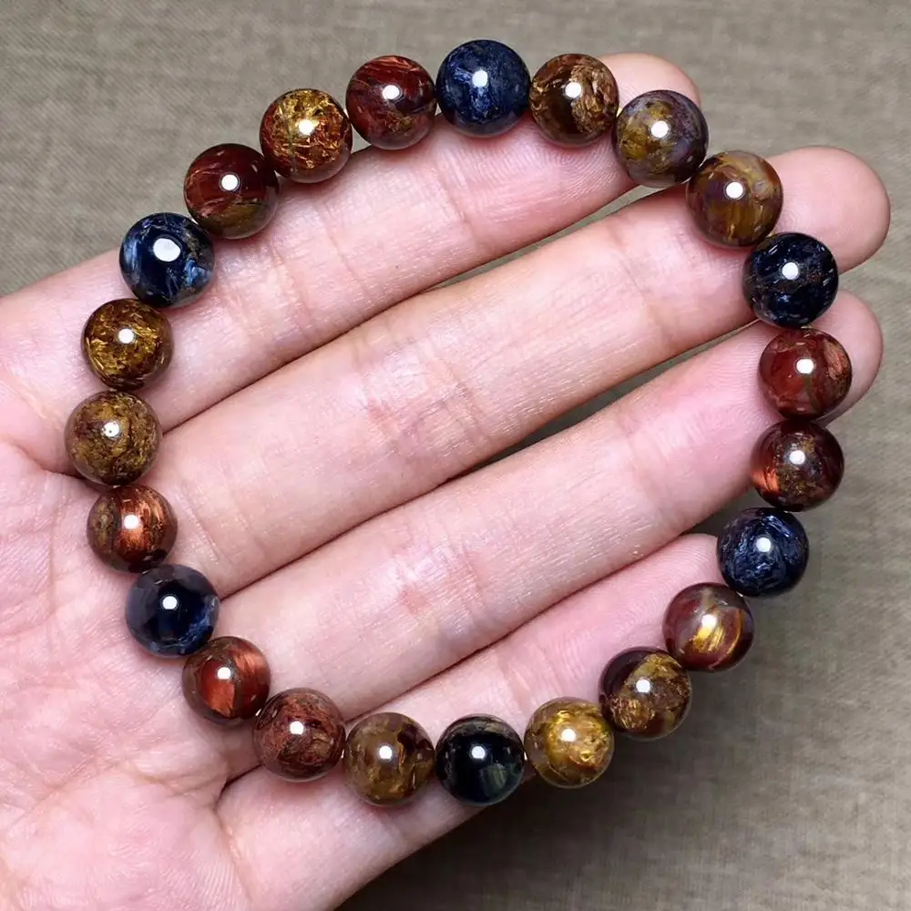 Подлинный натуральный Pietersite желтый красный синий драгоценные камни круглые