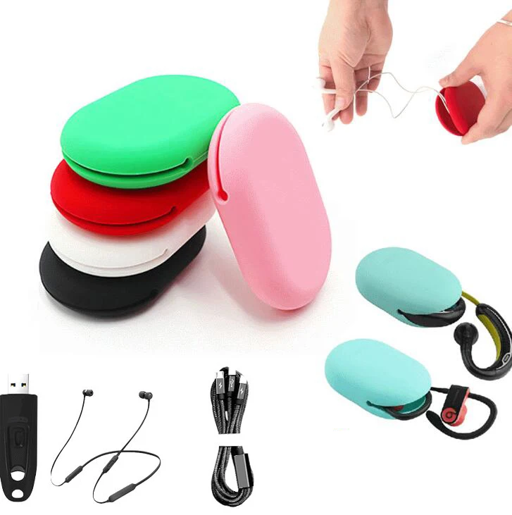 

Creative New Portable Anti-Fall Mini Earphone Bag Silicone Charger Storage Box Household Storage Bag