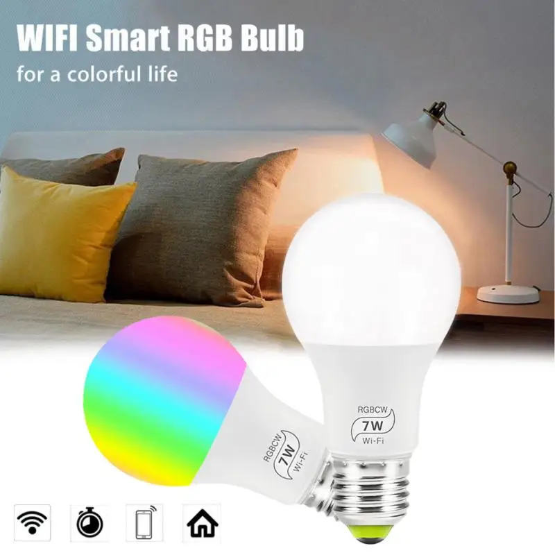 1 шт. RGB светодиодный лампочка 4 5 Вт 7 11 E27 Wifi умная совместимая с IOS/Android приложение