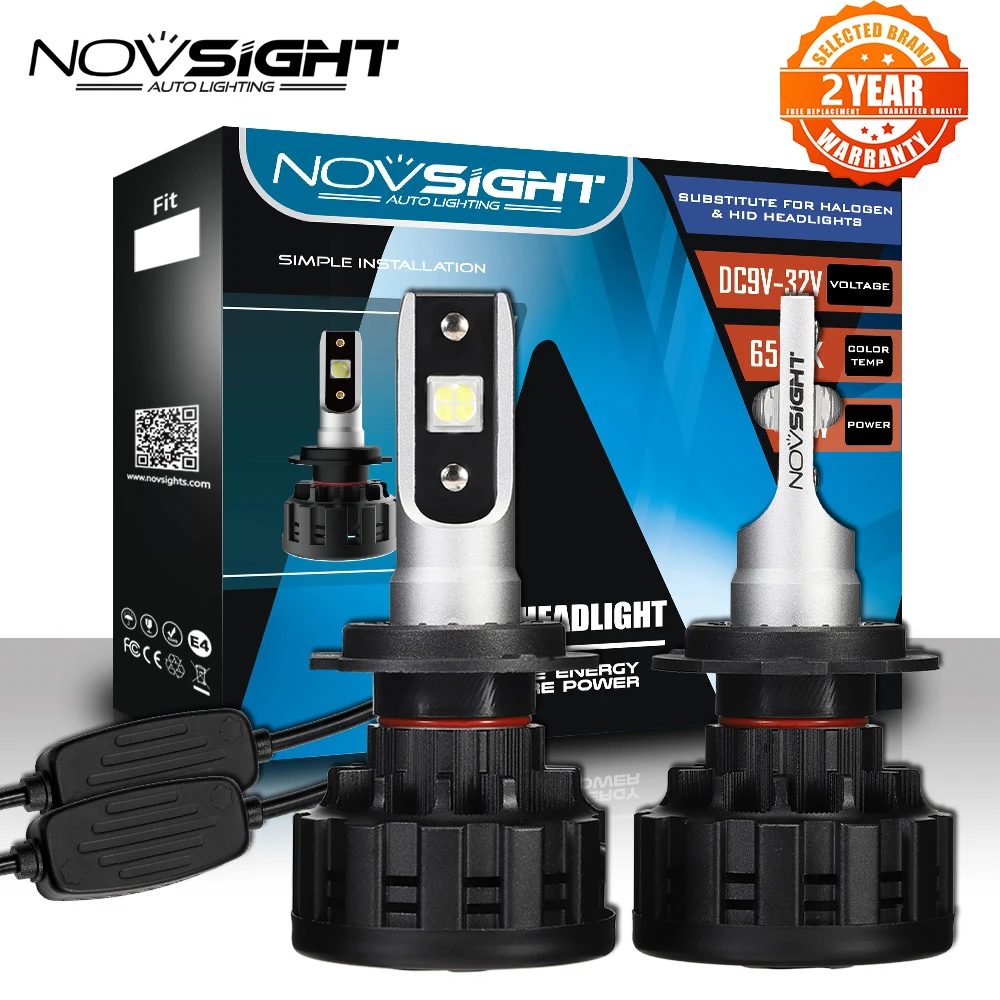 NOVSIGHT H4 H7 H11 H1 H3 9005 9006 светодиодный автомобильный головной светильник лампы Hi Lo Beam 60