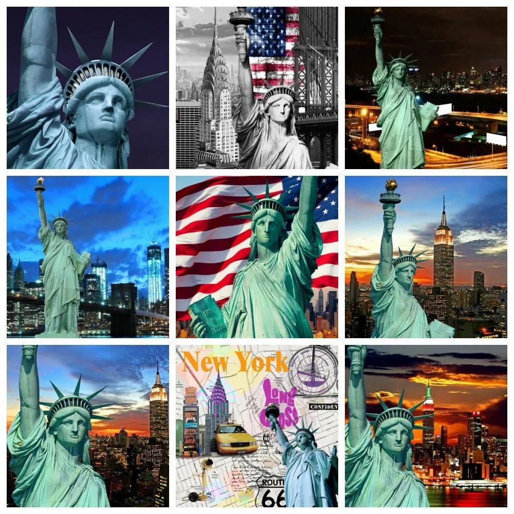 HUACAN Diamond Embroidery Stars And Stripes Full Square Painting Statue Of Liberty DIY Picture Rhinestone Decor Home | Дом и сад