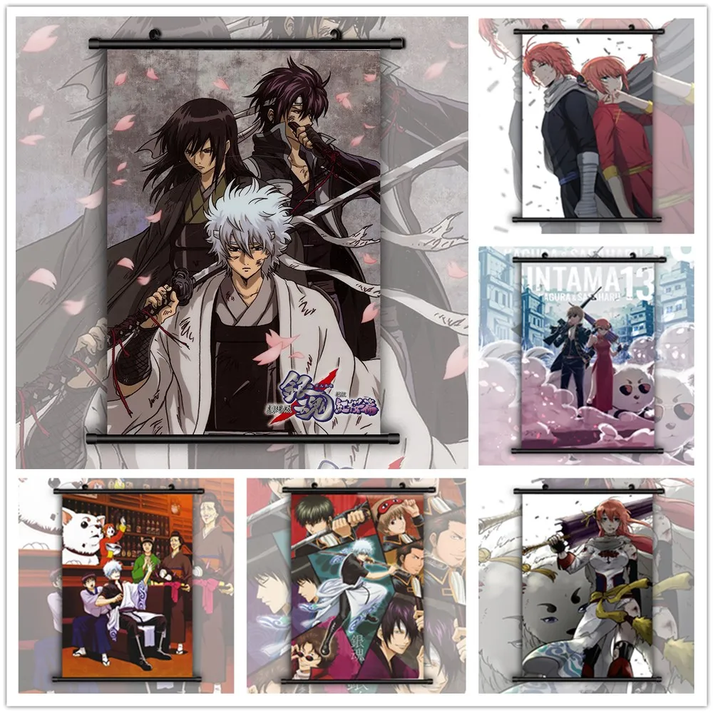 

Gintama Silver Soul Sakata Gintoki Kagura Sadaharu HD Print Wall Poster Scroll