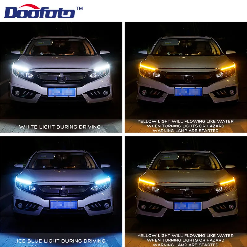 Doofoto DRL LED Daytime Running Light Turn Signal Controller Flexible Headlight Strip Car Accessories Waterproof Universal | Автомобили и