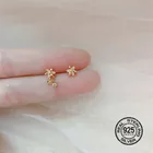 925 стерлингового серебра серьги для женщин цветок с циркониевым кристаллом, асимметричный модный дизайн моделькомплекты детской одежды для свадьбы, ювелирное изделие, подарок INEFFA