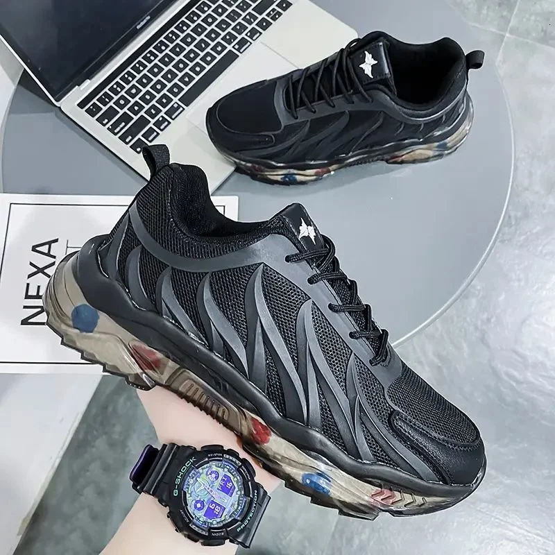 Мужские сетчатые кроссовки для бега удобная спортивная обувь дышащие
