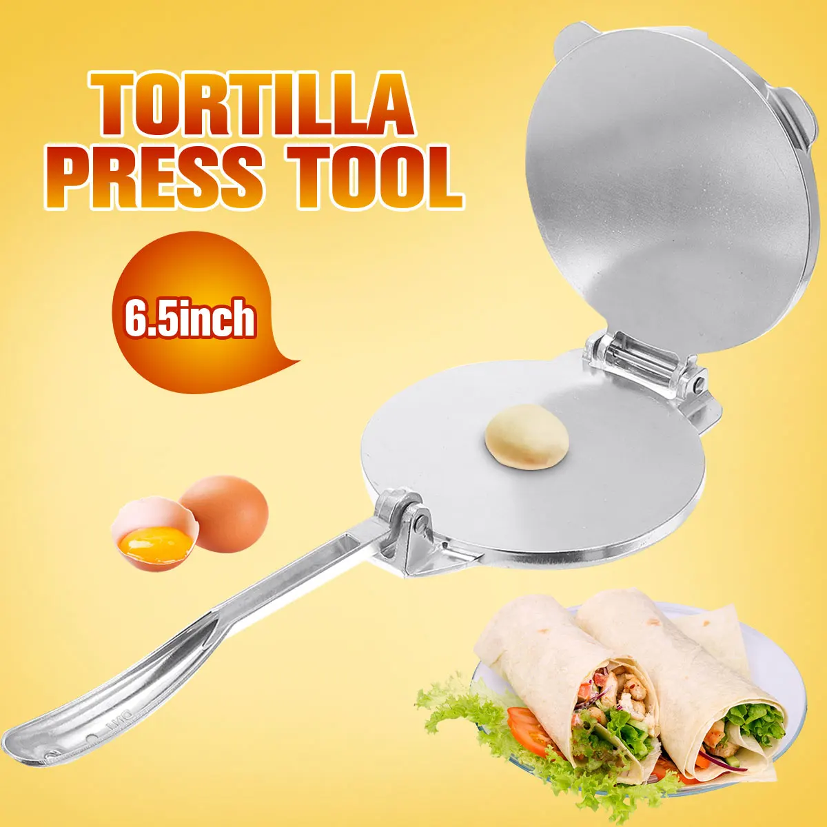

Aluminum Kitchen Flour Corn Bakeware Tools 6.5 Inch Foldable Tortilla Maker Press DIY Pie Tools Pita Press Kitchen Accessories
