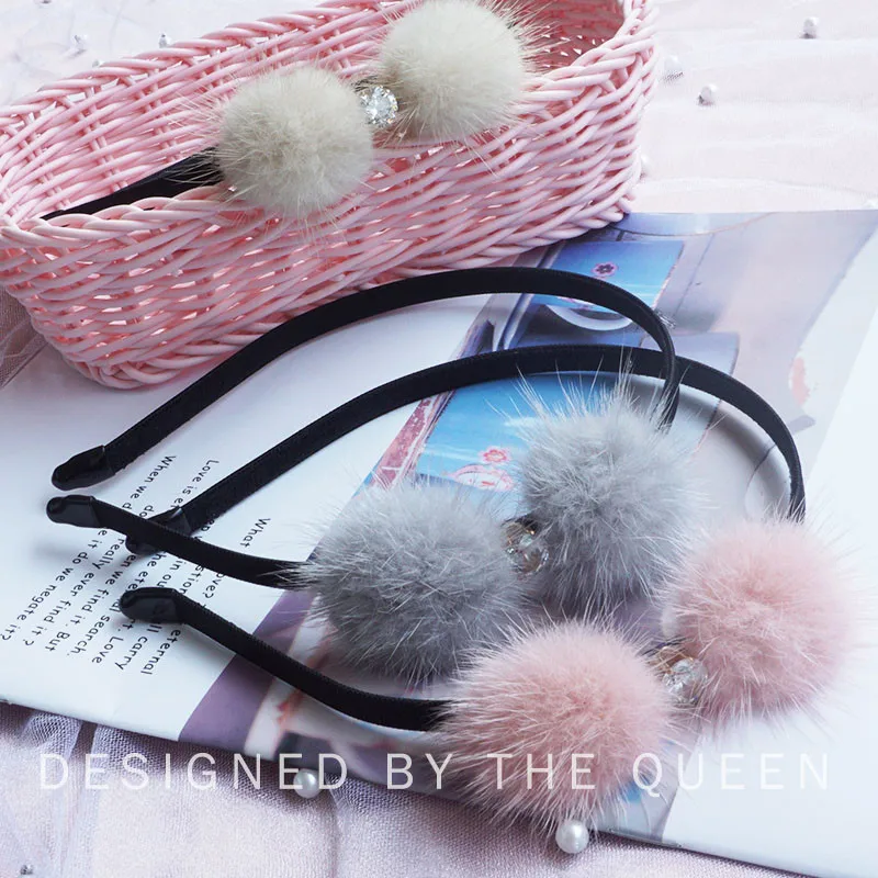

2021 New Mink Hairband Headdress Autumn And Winter Clothing Pressed Hair Fur Hairpin Super Flash Jewelry