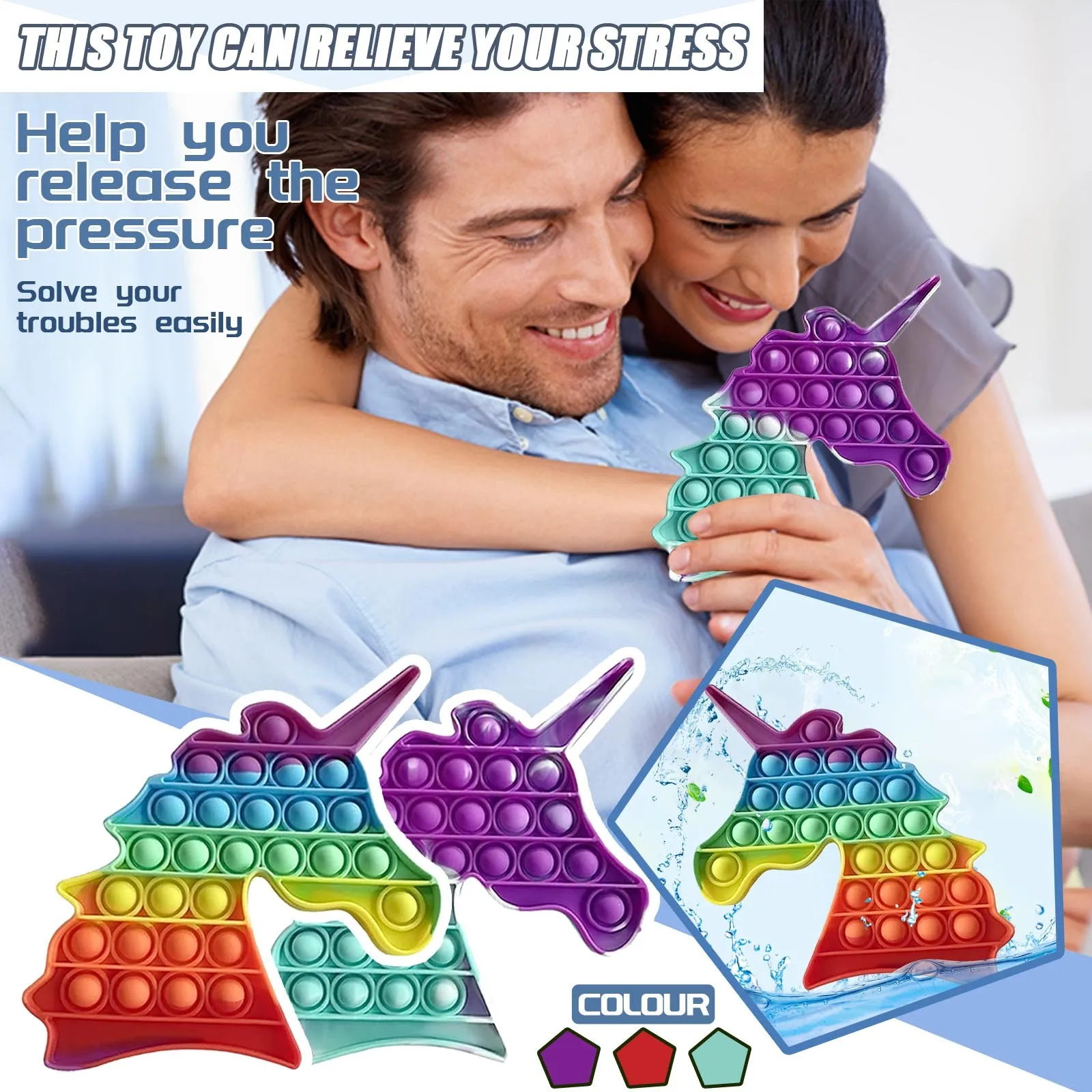 

Push Sensory Fidget Toys Sensory Rainbow Silicone Push Bubble Anxiety Autism Toy For Adult Children Antistress Toy