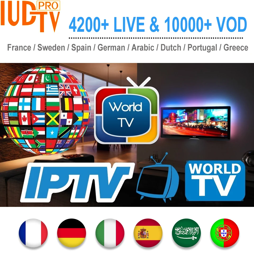 1 год/6 месяцев/3 месяца IUDTV Pro шведский голландский IPTV испанский Abonnement код M3U АПК