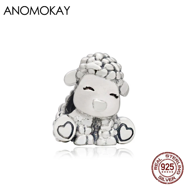 

Anomokay New Lovely Sheep 925 Silver Charm fit Bracelet & Bangle Cute Animal Beads for DIY Jewelry Making