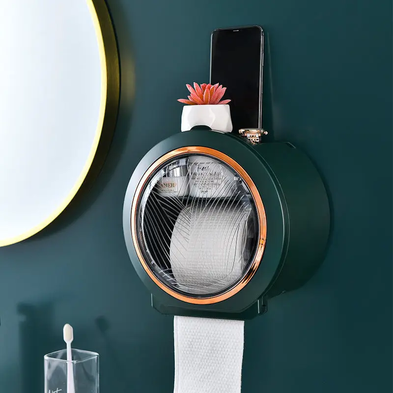 

Punch-Free Modern Waterproof Hanging Toilet Paper Holder Bathroom Accessories Wall Napkin Tissue Storage Organizer Box Stand