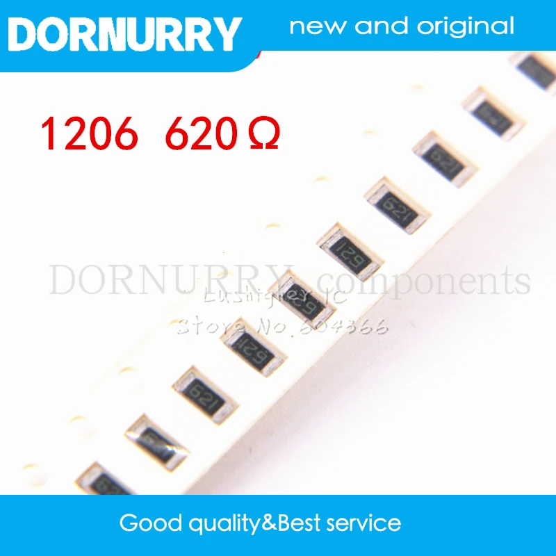 

100PCS 1206 SMD Resistor 5% 620ohm 621 620R 620 Ohm DORNURRY